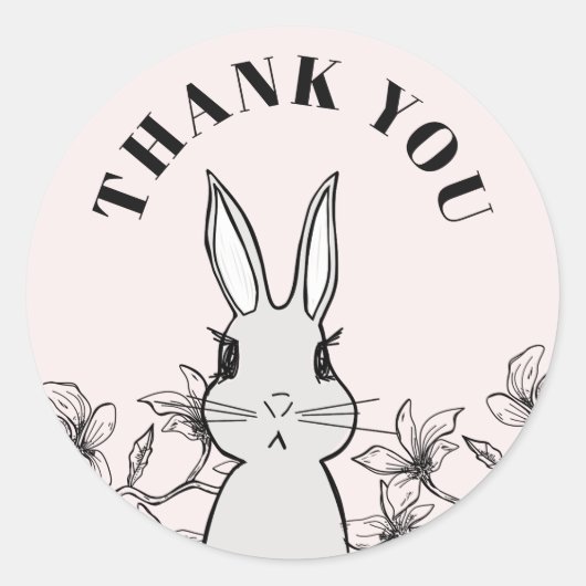 クラシックピンクバニーフローラありがとう ラウンドシール (正面)