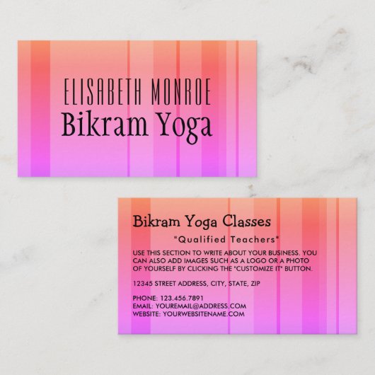 クラシックピンクビクストライプのラムヨガ先生 名刺 (正面/裏面)