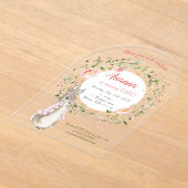 クラシックピンクピーターザラビットフローラ誕生日 アクリル招待状 (レイダウン)