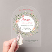 クラシックピンクピーターザラビットフローラ誕生日 アクリル招待状 (インサイチュ (ポータブル))