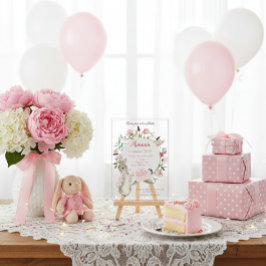 クラシックピンクピーターザラビットフローラ誕生日 アクリル招待状