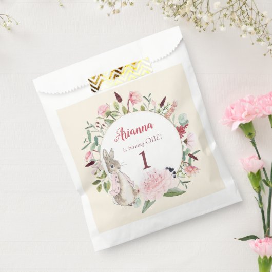 クラシックピンクピーターザラビットフローラ誕生日 フェイバーバッグ (封をした状態)