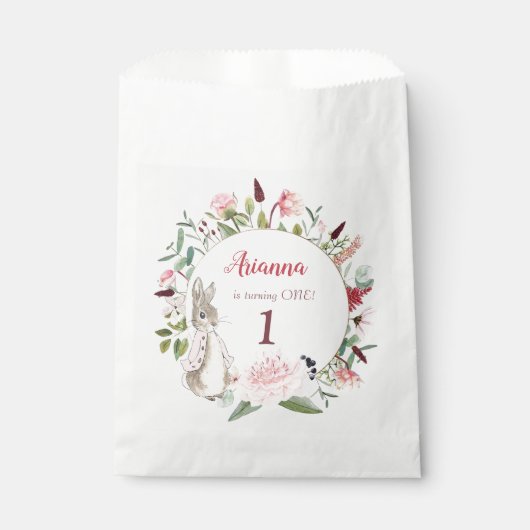 クラシックピンクピーターザラビットフローラ誕生日 フェイバーバッグ (正面)