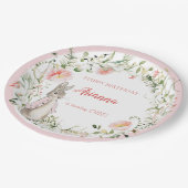 クラシックピンクピーターザラビットフローラ誕生日 ペーパープレート (アングル)