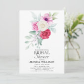 クラシックピンクフラワーズ&ローズブーケブライダルシャワー 招待状 (スタンド正面)