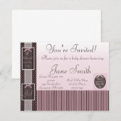 クラシックピンクベビーシャワー招待状 招待状 (正面/裏面)