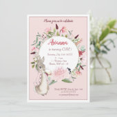 クラシックピンクペーターラビットフローラ誕生日 招待状 (スタンド正面)