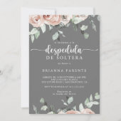 クラシックピンクローズスペインのグレイブライダルシャワー 招待状 (正面)