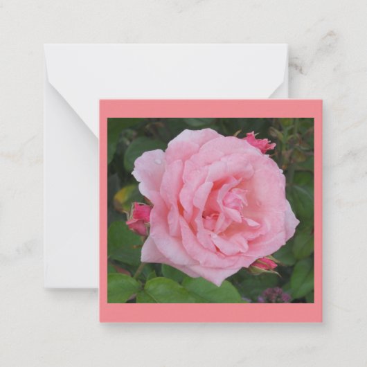 クラシックピンクローズフラットノートカード ノートカード (正面)
