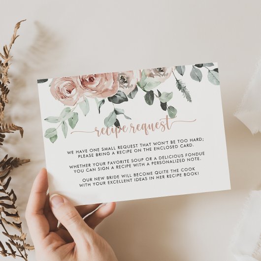 クラシックピンクローズフローラの結婚レシピ要求 エンクロージャーカード
