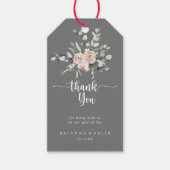 クラシックピンクローズフローラグレイ結婚ズ・サンキュー ギフトタグ (正面)