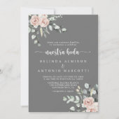 クラシックピンクローズフローラグレーヌエストラボーダ 招待状 (正面)