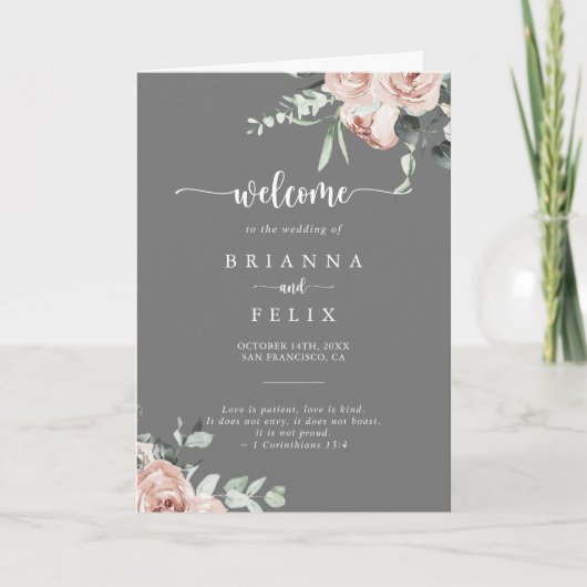 クラシックピンクローズフローラグレーフォールディング プログラム (正面)