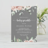 クラシックピンクローズフローラグレーベビー散布 招待状 (スタンド正面)