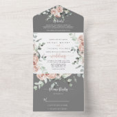 クラシックピンクローズフローラグレ結婚ーズ オールインワン招待状 (内側)