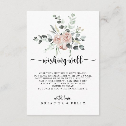 クラシックピンクローズフローラ結婚の願い井戸 エンクロージャーカード (正面)
