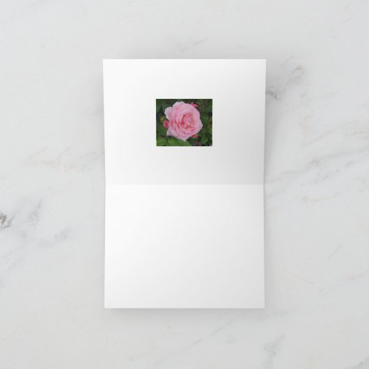 クラシックピンクローズ空白の折り畳みノートカード サンキューカード (内部)