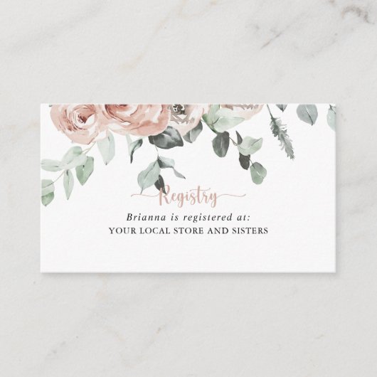 クラシックピンクローズ結婚フローラのギフト登録 エンクロージャーカード (正面)