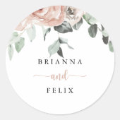 クラシックピンクローズ結婚フローラ封筒用シール ラウンドシール (正面)