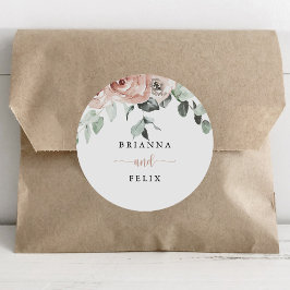 クラシックピンクローズ結婚フローラ封筒用シール ラウンドシール