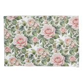 クラシックピンクローズ&セージ離れズ 枕カバー (正面)