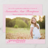 クラシックピンク卒業発表 – 招待状 (正面/裏面)