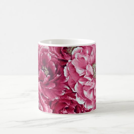 クラシックピンク牡丹クラスター | フローラマグ コーヒーマグカップ (中央)