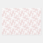 クラシックピンク白ロココパターンクリスマス ラッピングペーパーシート (正面2)