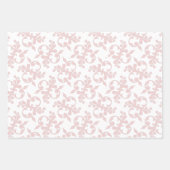 クラシックピンク白ロココパターンクリスマス ラッピングペーパーシート (正面)