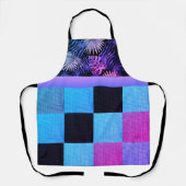 クラシックピンク紫市松模様に熱帯シダ エプロン (正面)