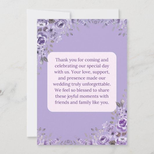 クラシックピンク&パープルフローラ結婚式招待状 招待状 (裏面)