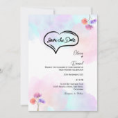 クラシックピンク&ブルー結婚式招待状 招待状 (正面)