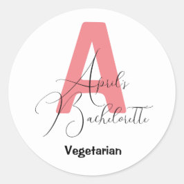 クラシックピンク、名前とイニシャルの花嫁 ラウンドシール