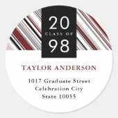 クラシックピンストライプ卒業差出人住所 ラウンドシール (正面)