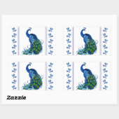 クラシックピーコックデザイン 長方形シール (シート)