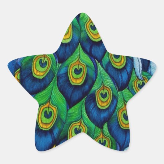 クラシックピーコックドラゴンフライデザイン 星シール (正面)