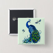 クラシックピーコックドラゴンフライデザイン 缶バッジ (正面&裏面)