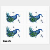 クラシックピーコックドラゴンフライデザイン 長方形シール (シート)