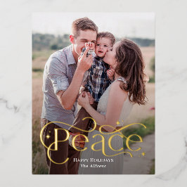 クラシックピースフォイルフォトホリデーポストカード 箔シーズンポストカード