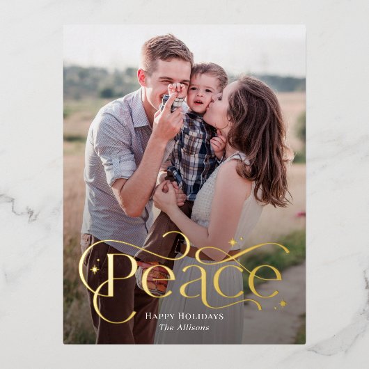 クラシックピースフォイルフォトホリデーポストカード 箔シーズンポストカード (正面)