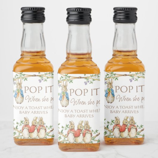 クラシックピーターうさぎ赤ちゃんシャワー予約リクエスト リキュールボトルラベル (ボトル)