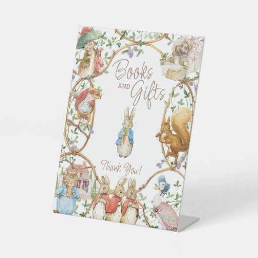 クラシックピーターうさぎ赤ちゃんシャワー書籍の贈り物 台座サイン (正面)