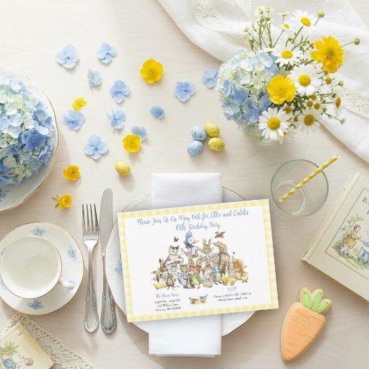 クラシックピーターザラビットバースデーパーティー招待 招待状