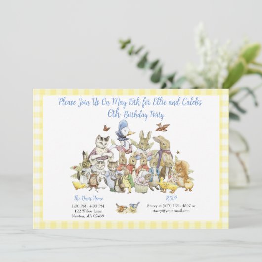 クラシックピーターザラビットバースデーパーティー招待 招待状 (スタンド正面)