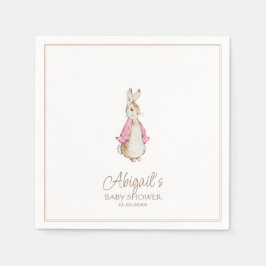 クラシックピーターザラビットピンクの女の子ベビーシャワー スタンダードカクテルナプキン