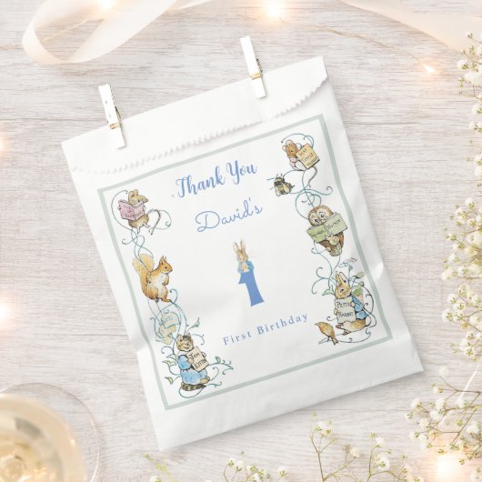 クラシックピーターザラビットベアトリックスポッター誕生日 フェイバーバッグ (クリップ留めされた状態)