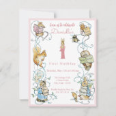 クラシックピーターザラビットベアトリックスポッター誕生日 招待状 (正面)