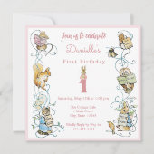 クラシックピーターザラビットベアトリックスポッター誕生日 招待状 (正面)