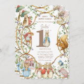 クラシックピーターザラビットベアトリックスポッター誕生日 招待状 (正面/裏面)