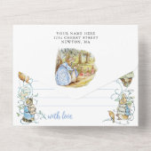 クラシックピーターザラビットベイビーシャワー オールインワン招待状 (裏面)